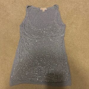 MICHAEL Michael Kors Gray Sequin Fitted Tank Top